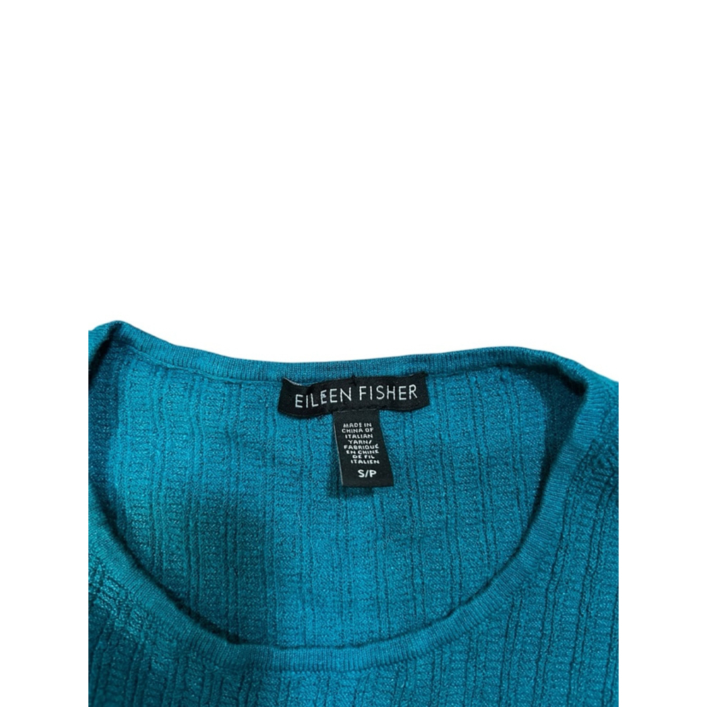 Eileen Fisher Petite Long Sleeve Tee SP Teal - Picture 2 of 8